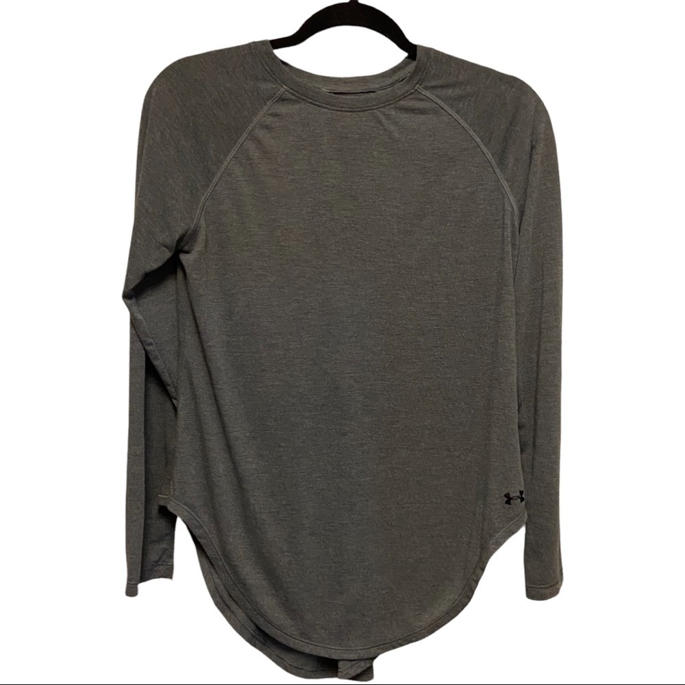 Under Armour Dark Gray Oversized Open Back Long Sleeve Workout Athletic Top 4551